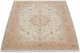 Tabriz Wool and Silk Cream/Pink Fine Hand Knotted 13 X 10 FT
