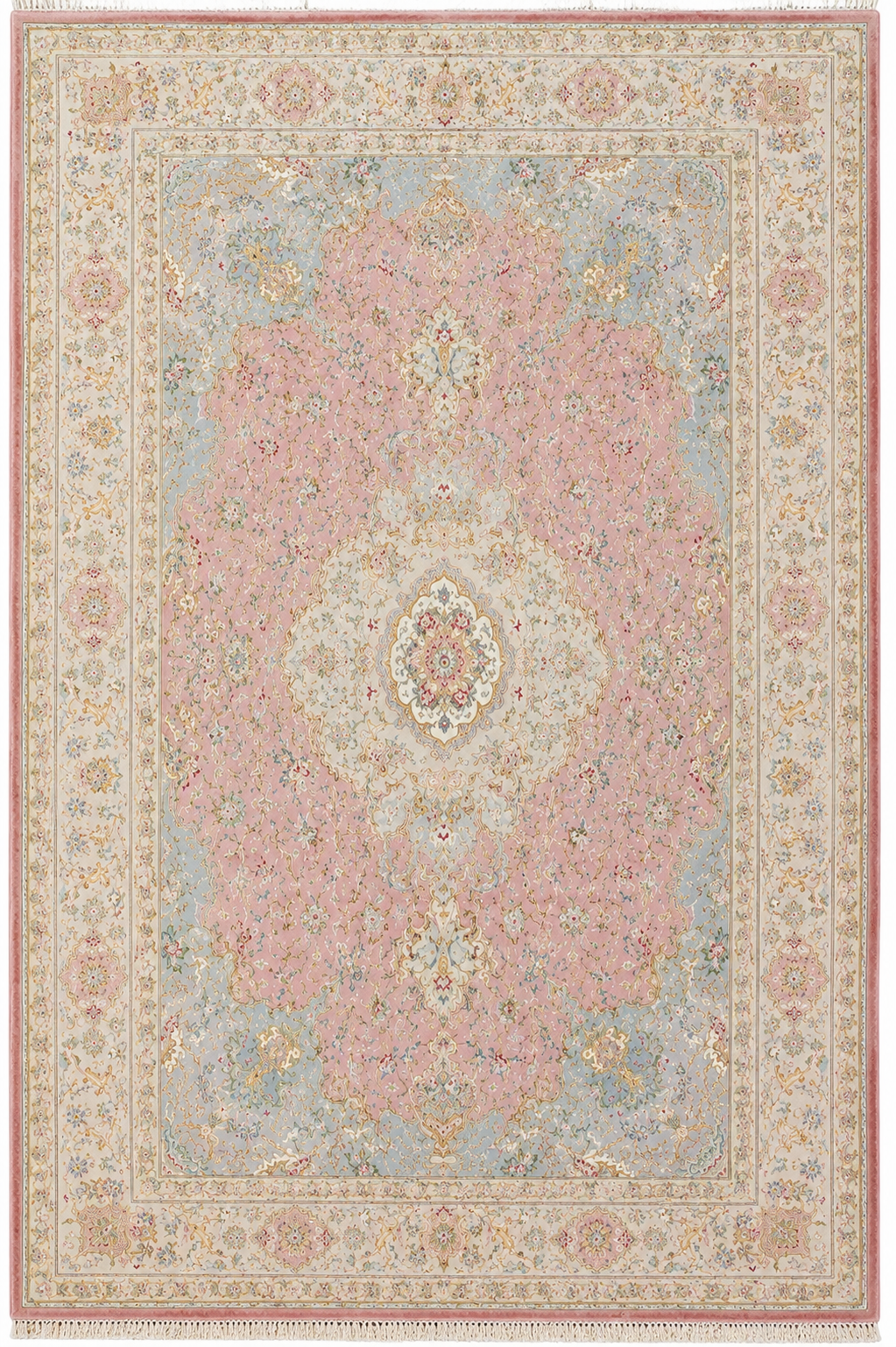 Tabriz Royal Wool and Silk On Silk Base Fine Hand Knotted Pink 13 X 10 FT
