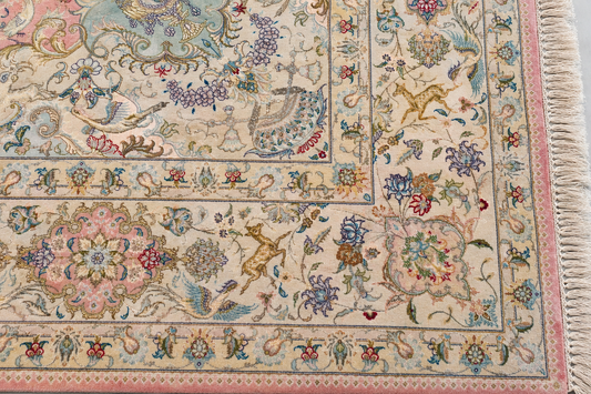 Tabriz Royal Wool and Silk On Silk Base Fine Hand Knotted Pink 13 X 10 FT