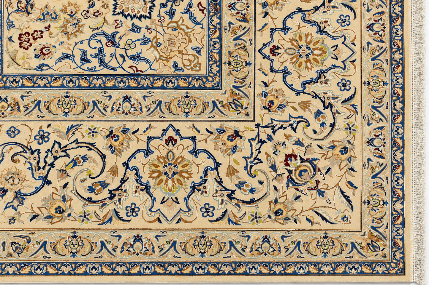 Nein Baby Lambs Wool and Silk Fine Hand Knotted Blue/Cream 15 X 10 FT