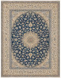 Nein Baby Lambs Wool and Silk Fine Hand Knotted Blue/Cream 16 X 10 FT