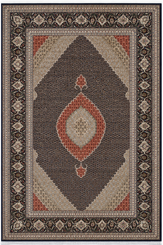 Mahi Tabriz Wool and Silk Black/Beige 13 X 10 FT